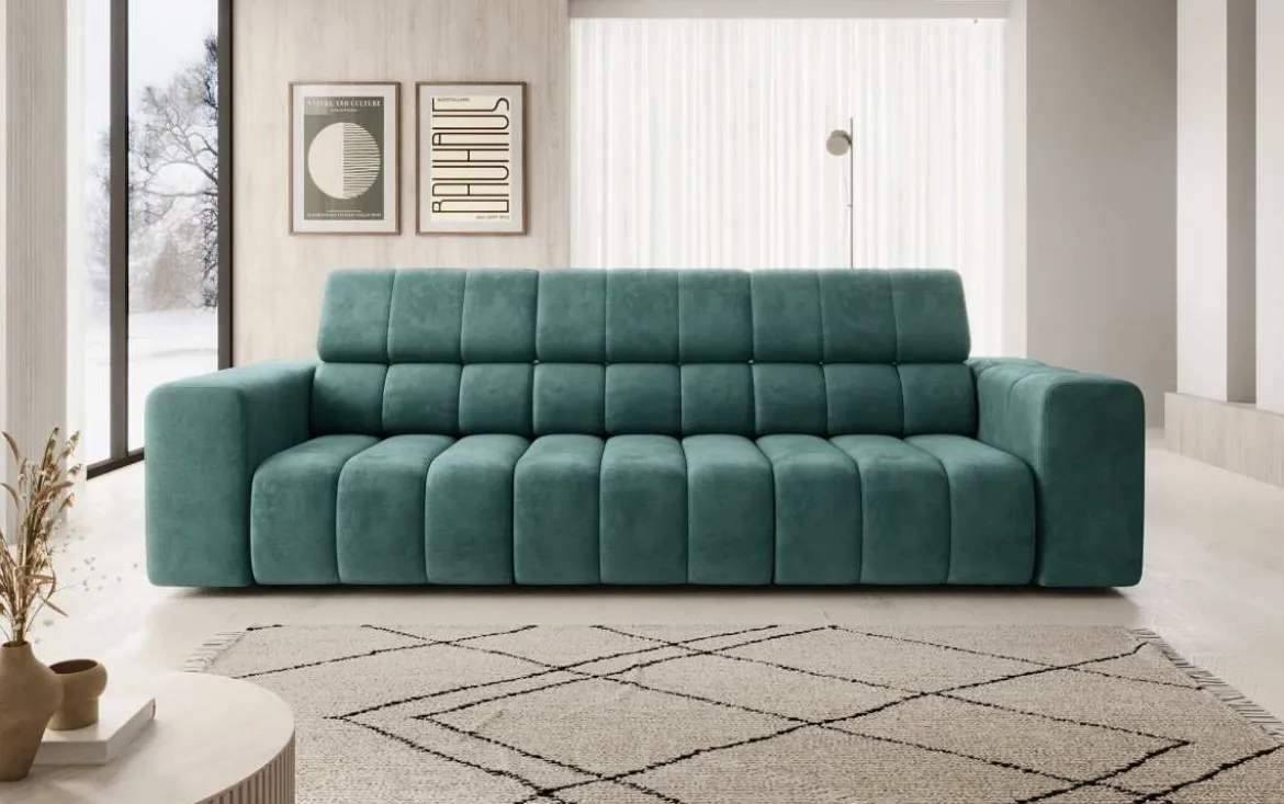 Designer 3er Sofa Aurora mit verstellbaren Kopfstützen