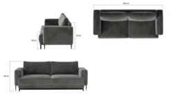 Designer 3er Sofa Diana mit Schlaffunktion und Stauraum