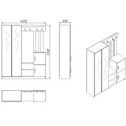 Designer Garderobe Milazzo inkl. Spiegel