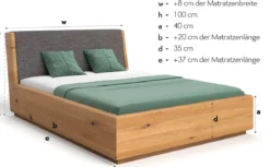 Designer Holzbett Cassian aus massiver Eiche mit Stauraum