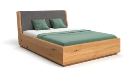 Designer Holzbett Cassian aus massiver Eiche mit Stauraum