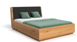 Designer Holzbett Cassian aus massiver Eiche mit Stauraum