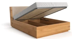 Designer Holzbett Cassian aus massiver Eiche mit Stauraum