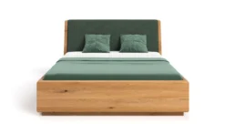 Designer Holzbett Cassian aus massiver Eiche mit Stauraum