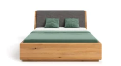 Designer Holzbett Cassian aus massiver Eiche mit Stauraum
