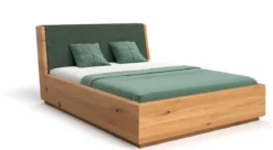 Designer Holzbett Cassian aus massiver Eiche mit Stauraum