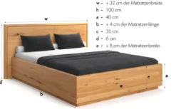 Designer Holzbett Celestia aus massiver Eiche mit Stauraum
