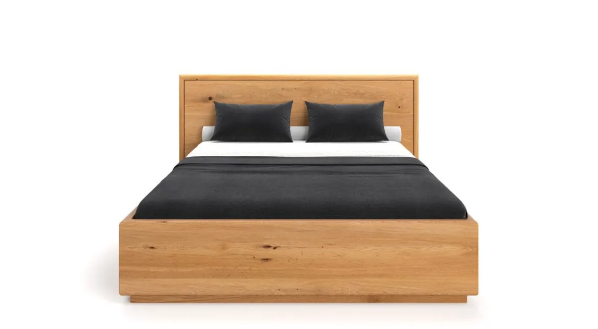 Designer Holzbett Celestia aus massiver Eiche mit Stauraum