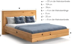 Designer Holzbett Celestia aus massiver Eiche in Schwebeoptik