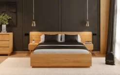 Designer Holzbett Fiona aus massiver Eiche mit Stauraum