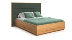 Designer Holzbett Valent aus massiver Eiche mit Stauraum