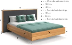 Designer Holzbett Valent aus massiver Eiche in Schwebeoptik