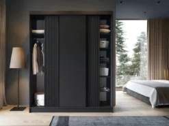 Designer Kleiderschrank Beatrix – Modernes Design in Weiß oder Schwarz mit optionalem Spiege