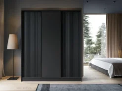 Designer Kleiderschrank Beatrix – Modernes Design in Weiß oder Schwarz mit optionalem Spiege