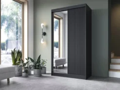 Designer Kleiderschrank Berina – Stilvoller Schiebetürenschrank in Weiß oder Schwarz mit optionalem Spiegel