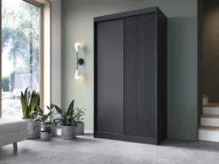 Designer Kleiderschrank Berina – Stilvoller Schiebetürenschrank in Weiß oder Schwarz mit optionalem Spiegel