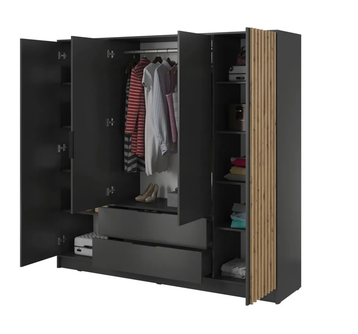 Designer Kleiderschrank Niro 206 cm – Moderne Wandpaneel-Optik mit Stil und Struktur