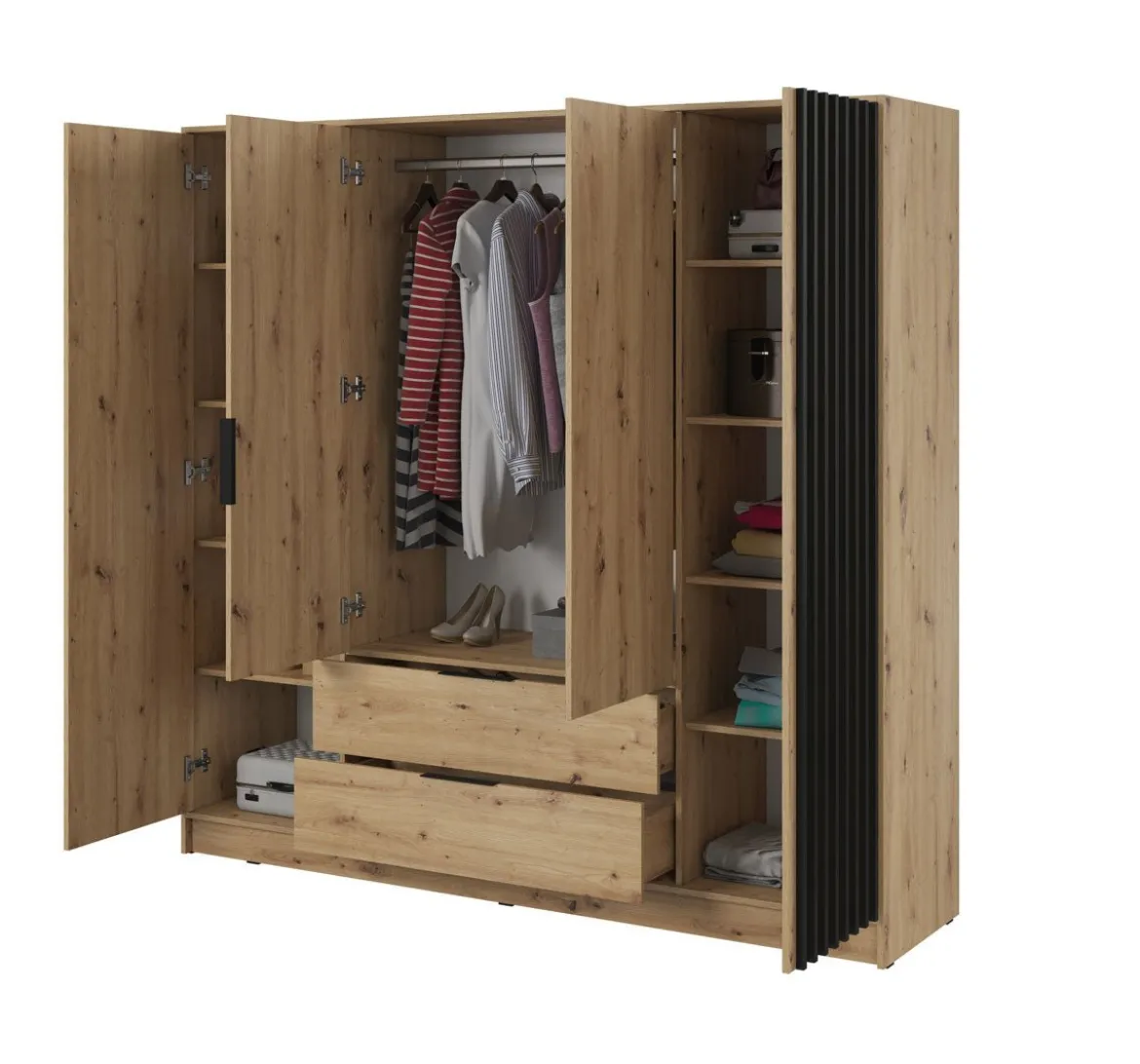 Designer Kleiderschrank Niro 206 cm – Moderne Wandpaneel-Optik mit Stil und Struktur