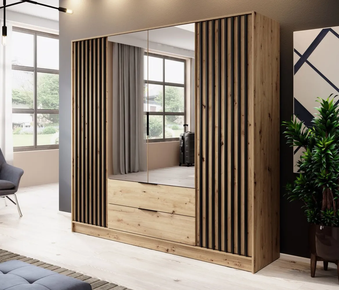 Designer Kleiderschrank Niro 206 cm – Moderne Wandpaneel-Optik mit Stil und Struktur