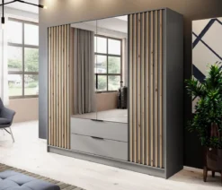 Designer Kleiderschrank Niro 206 cm – Moderne Wandpaneel-Optik mit Stil und Struktur