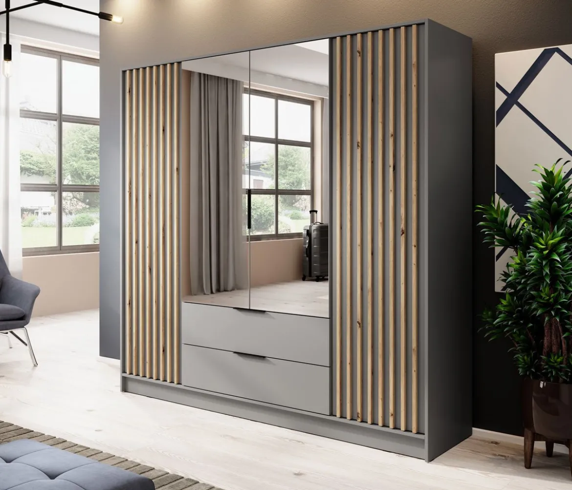Designer Kleiderschrank Niro 206 cm – Moderne Wandpaneel-Optik mit Stil und Struktur