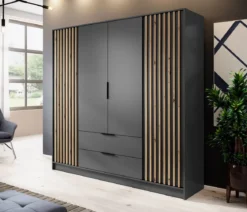 Designer Kleiderschrank Niro 206 cm – Moderne Wandpaneel-Optik mit Stil und Struktur