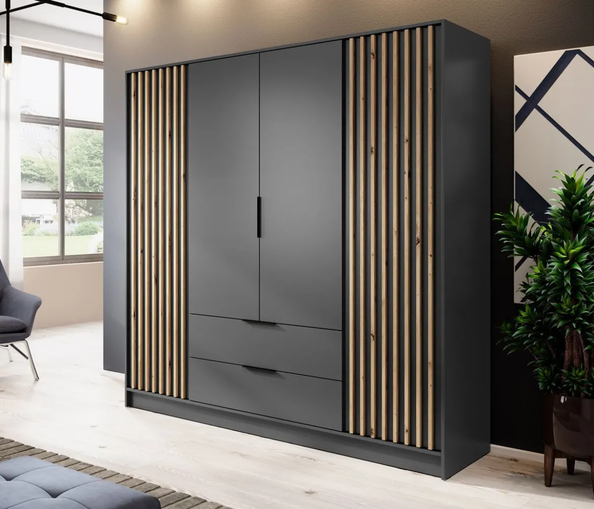 Designer Kleiderschrank Niro 206 cm – Moderne Wandpaneel-Optik mit Stil und Struktur