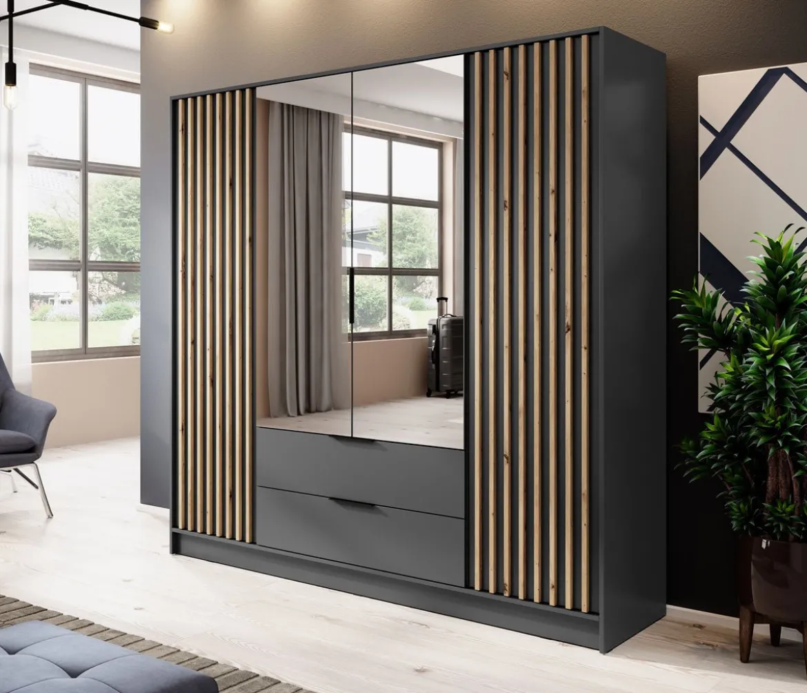 Designer Kleiderschrank Niro 206 cm – Moderne Wandpaneel-Optik mit Stil und Struktur
