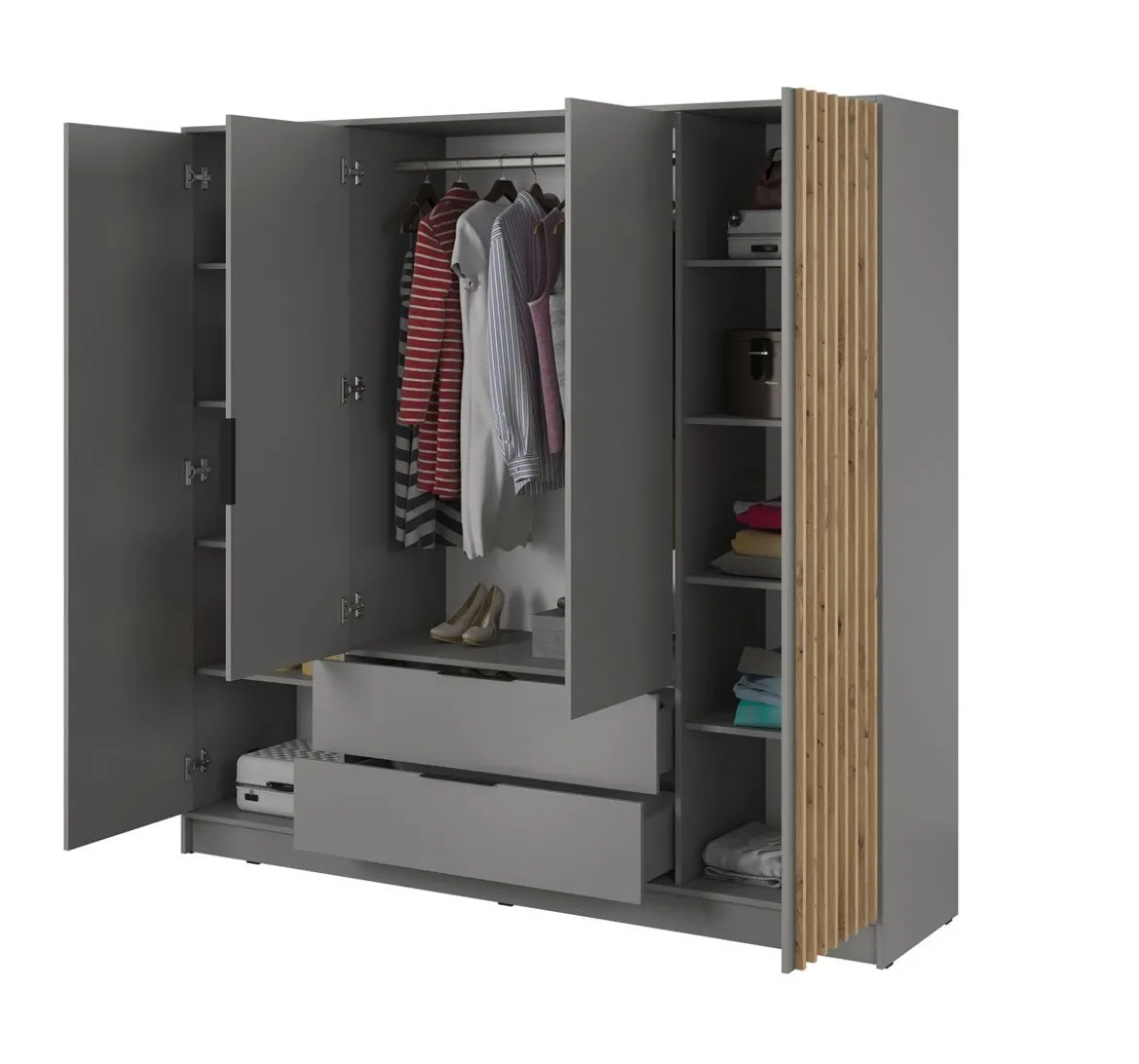 Designer Kleiderschrank Niro 206 cm – Moderne Wandpaneel-Optik mit Stil und Struktur