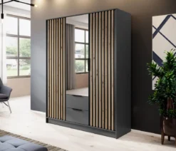 Designer Kleiderschrank Niro 155 cm – Moderne Wandpaneel-Optik mit Stil und Struktur