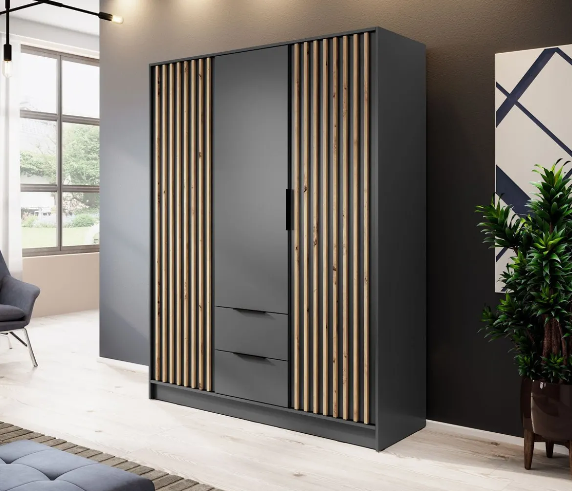 Designer Kleiderschrank Niro 155 cm – Moderne Wandpaneel-Optik mit Stil und Struktur