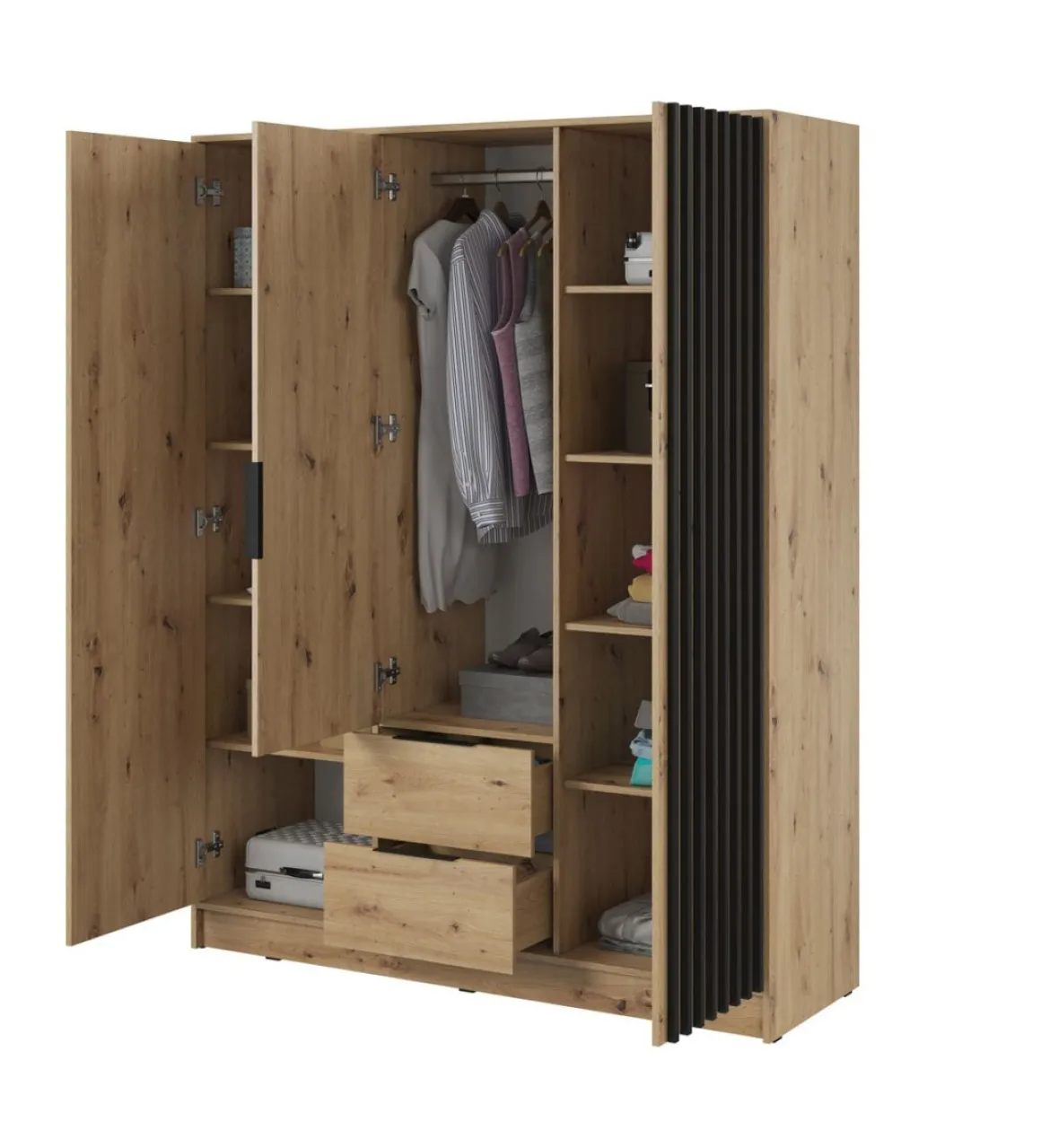 Designer Kleiderschrank Niro 155 cm – Moderne Wandpaneel-Optik mit Stil und Struktur
