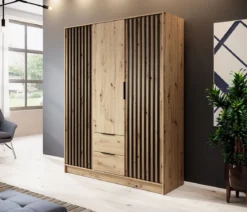 Designer Kleiderschrank Niro 155 cm – Moderne Wandpaneel-Optik mit Stil und Struktur