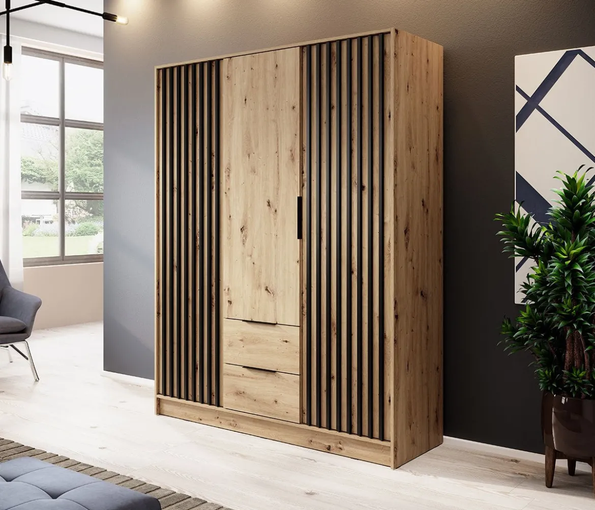 Designer Kleiderschrank Niro 155 cm – Moderne Wandpaneel-Optik mit Stil und Struktur