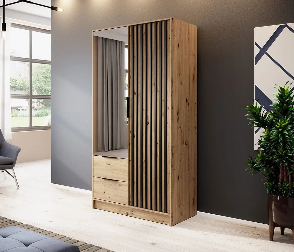 Designer Kleiderschrank Niro 105 cm – Moderne Wandpaneel-Optik mit Stil und Struktur