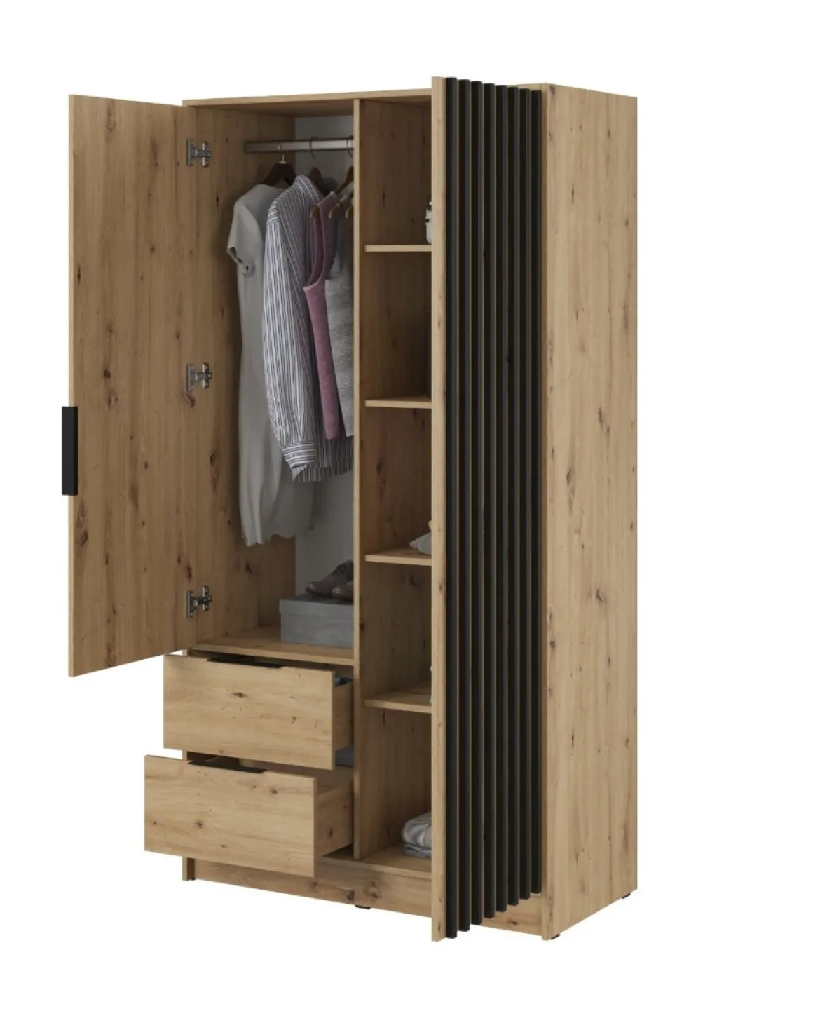 Designer Kleiderschrank Niro 105 cm – Moderne Wandpaneel-Optik mit Stil und Struktur
