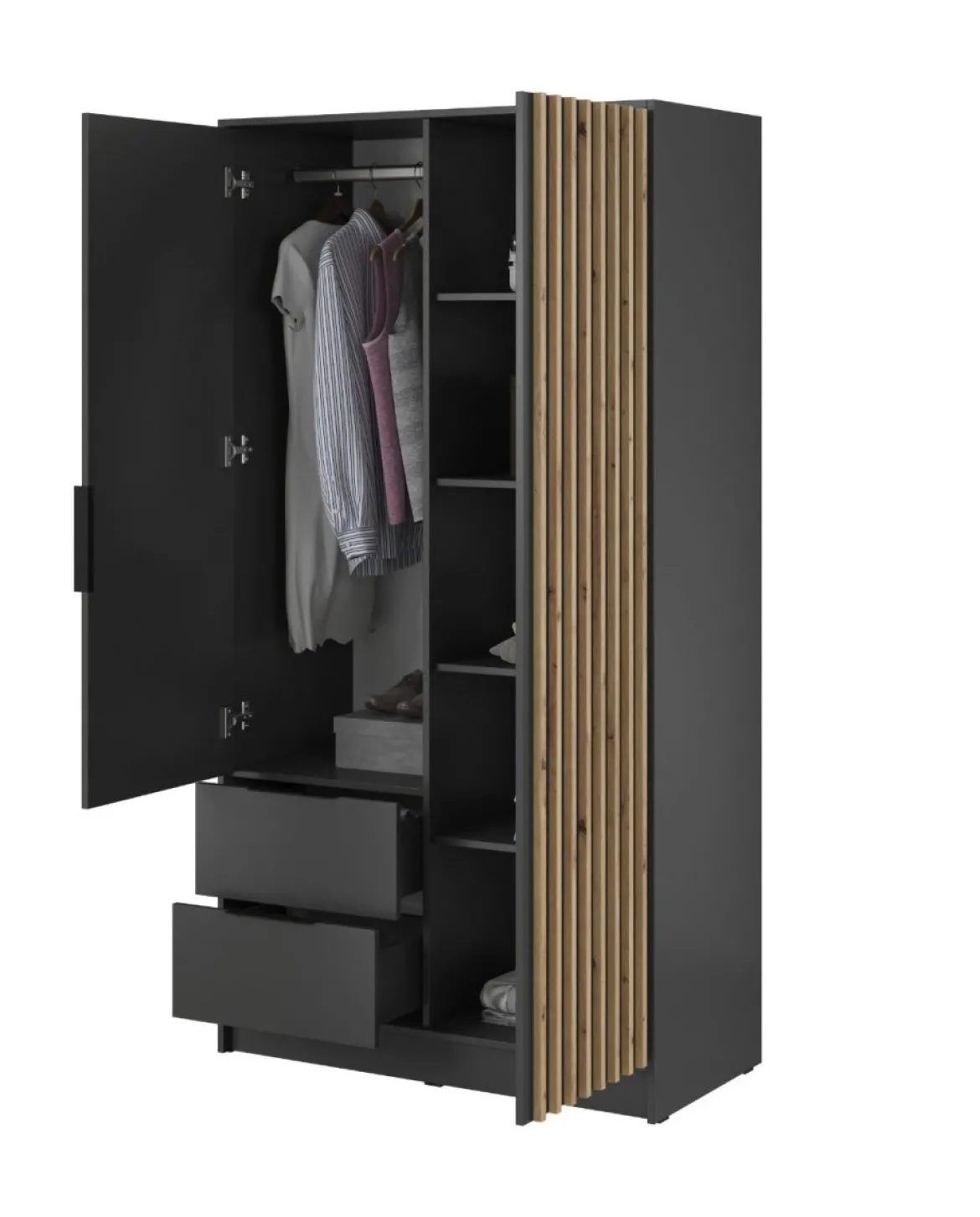 Designer Kleiderschrank Niro 105 cm – Moderne Wandpaneel-Optik mit Stil und Struktur