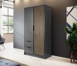 Designer Kleiderschrank Niro 105 cm – Moderne Wandpaneel-Optik mit Stil und Struktur