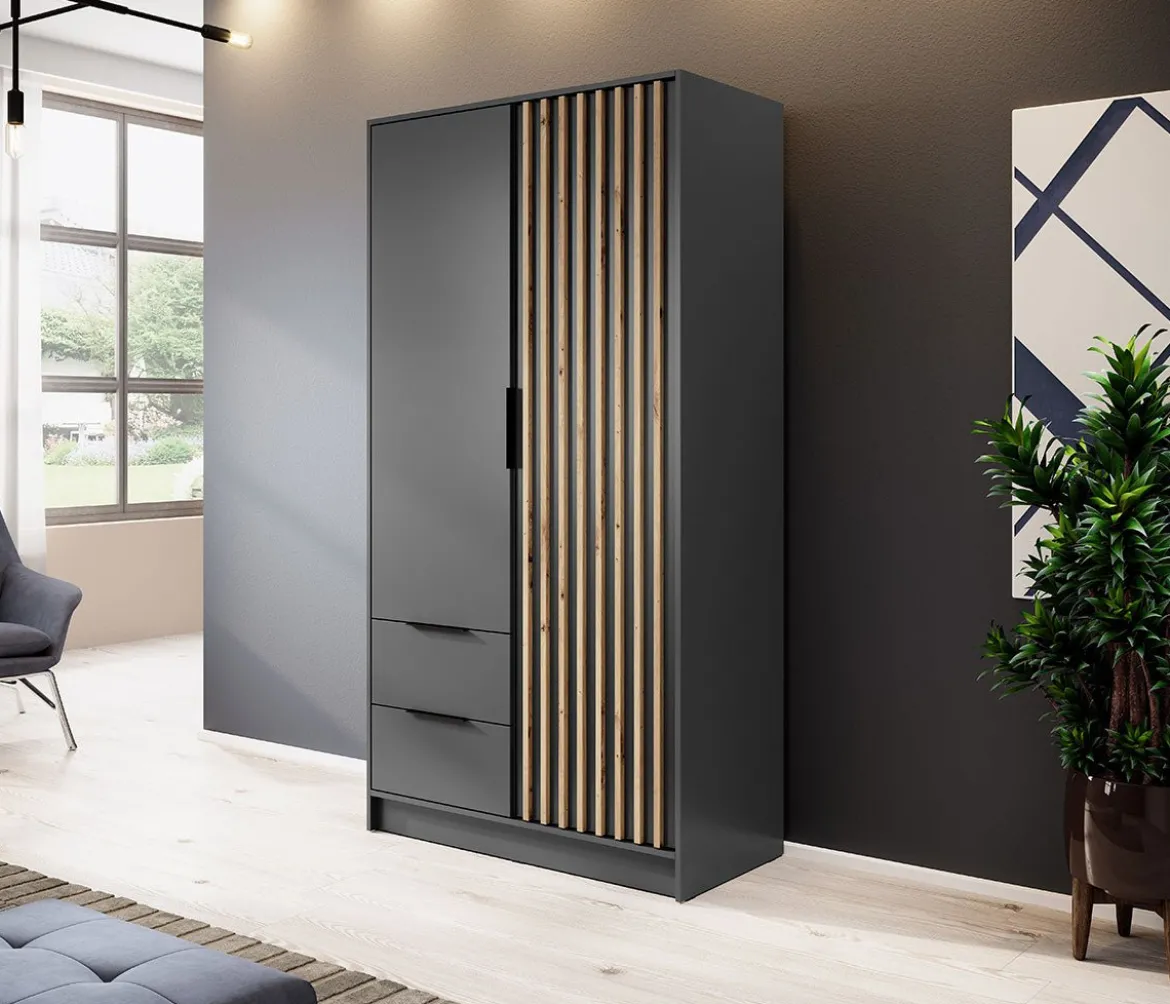 Designer Kleiderschrank Niro 105 cm – Moderne Wandpaneel-Optik mit Stil und Struktur