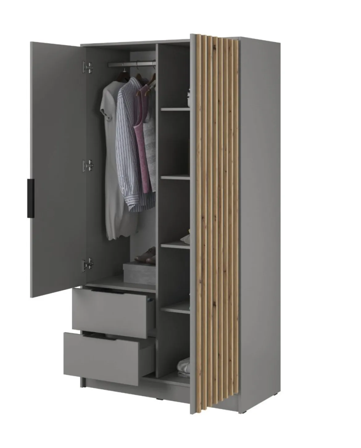 Designer Kleiderschrank Niro 105 cm – Moderne Wandpaneel-Optik mit Stil und Struktur