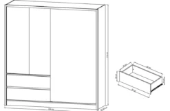 Designer Kleiderschrank Silas – Weiß / Eiche mit Spiegeltür