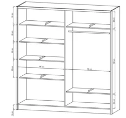 Designer Kleiderschrank Silas – Weiß / Eiche mit Spiegeltür