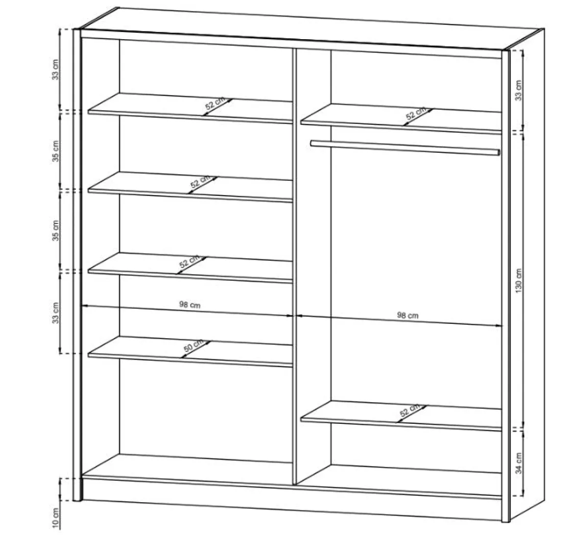 Designer Kleiderschrank Silas – Weiß / Eiche mit Spiegeltür