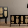 Designer Kommode Jorvella - aus Schwarz beschichtetem Holz