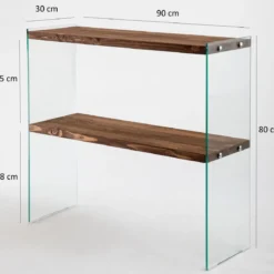 Designer Kommode Kirano - Glasgestell mit Kiefernholz