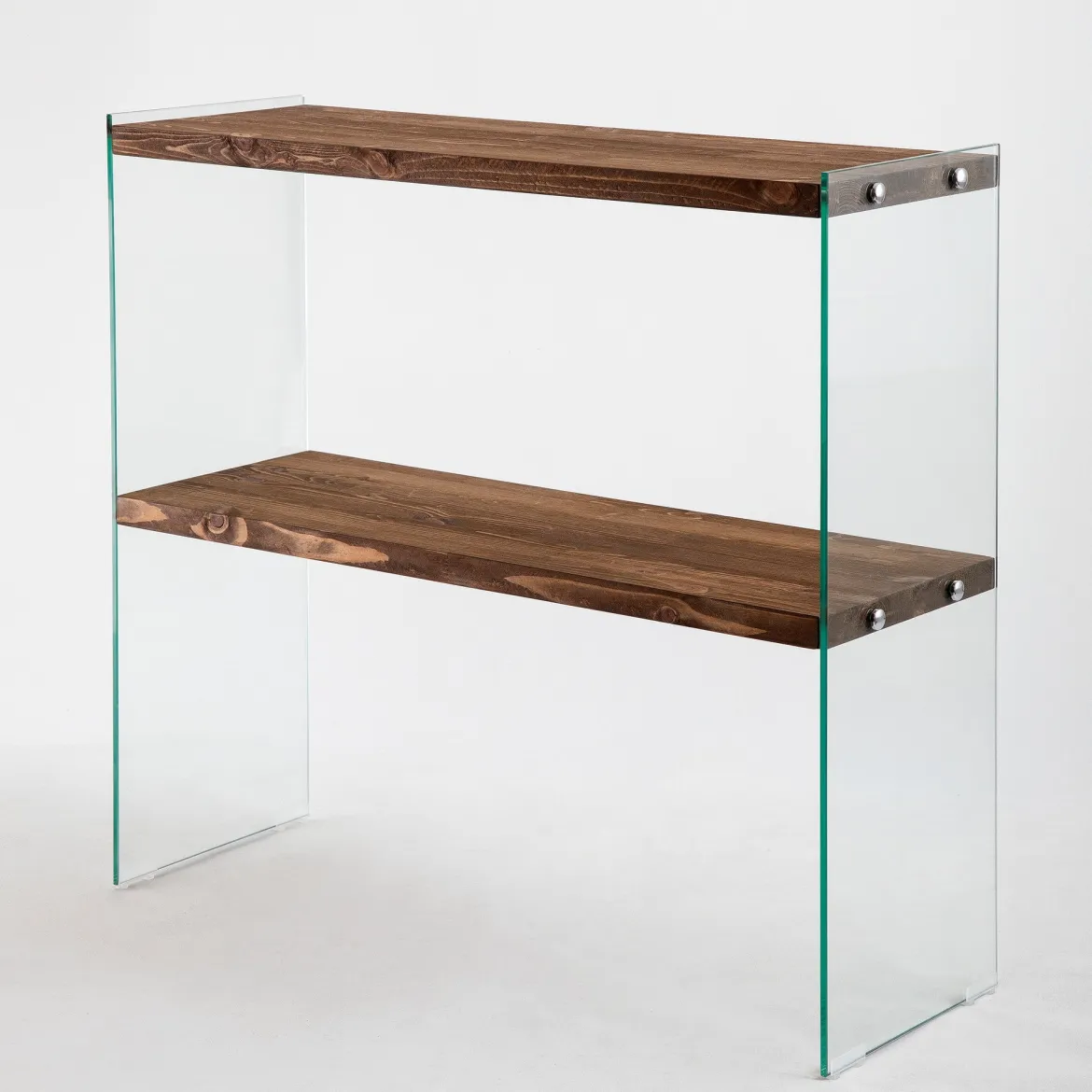 Designer Kommode Kirano - Glasgestell mit Kiefernholz