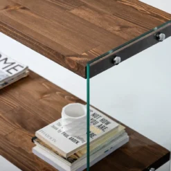 Designer Kommode Kirano - Glasgestell mit Kiefernholz