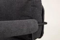Designer Loungesessel Arvika – Anthrazit, Bouclé mit Stahlgestell