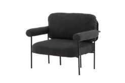 Designer Loungesessel Arvika – Anthrazit, Bouclé mit Stahlgestell