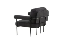 Designer Loungesessel Arvika – Anthrazit, Bouclé mit Stahlgestell